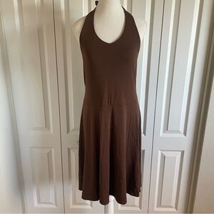 VTG Softwear by Mark Singer Halter Dress Womens M Brown Liquid Knit Chamonix USA